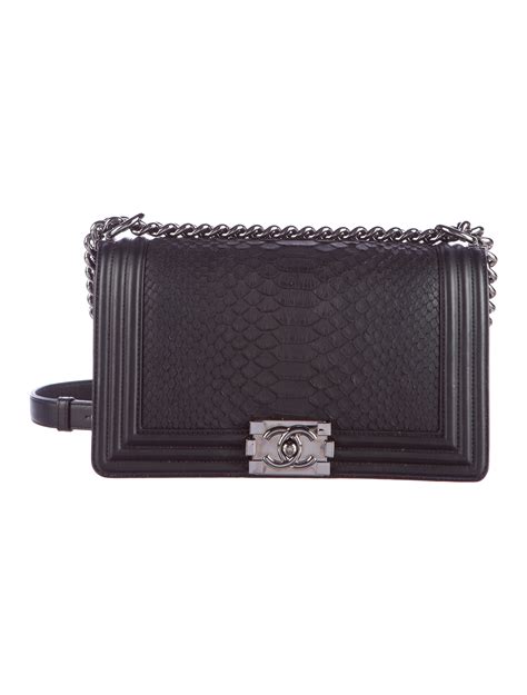 chanel black python boy bag|python Chanel handbags women.